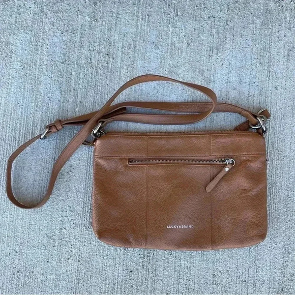 Lucky Brand Leather Cognac Brown Crossbody Purse Bag - Picture 1 of 11